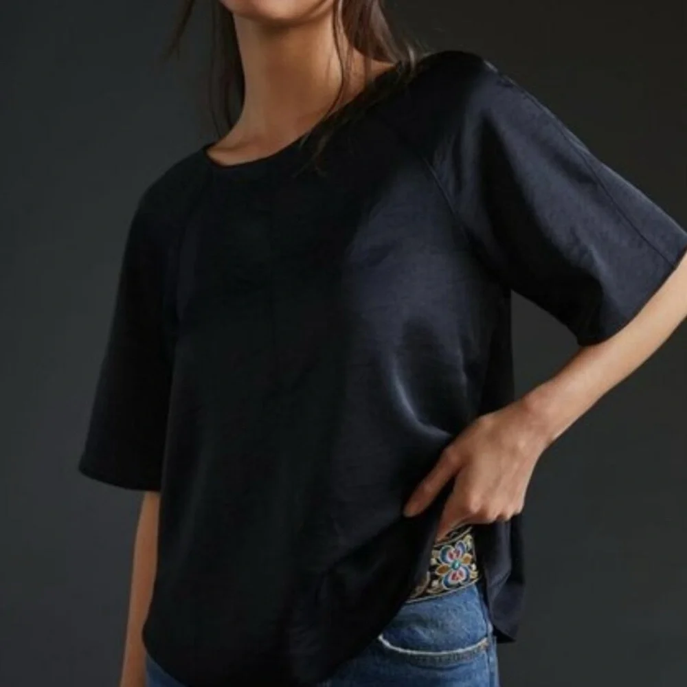 Anthropologie Daily Practice Black Sleek Open Back Top - Picture 1 of 8